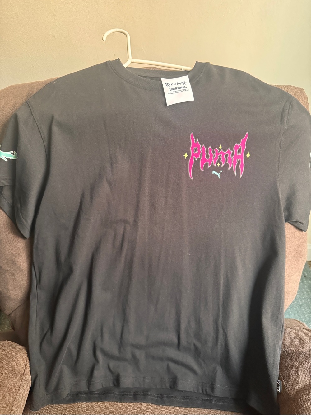 Puma Black Tee with Pink and Yellow Accent Logo (LIMITED EDITION)